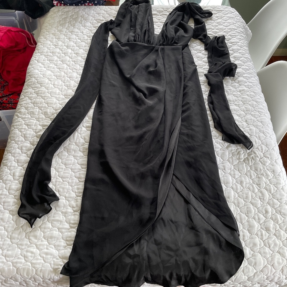 Shona Joy Plunge Formal Black Dress Made in Australia Size 6